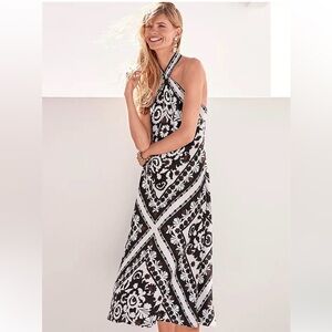 Ann Taylor Black and White Halter Maxi Dress NWT Size 14